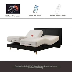 Cadre de lit électrique intelligent réglable en cuir luxueux et moderne |   Lit plateforme zéro gravité avec chargement USB |   Très résistant - Product Image 4