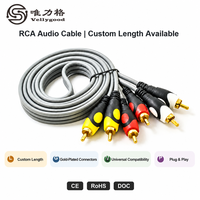 Câble vidéo RCA plaqué or 1,5 m, 3RCA-3RCA mâle-mâle, pour caméra, moniteur, lecteur DVD, projecteur, voiture - gaine en PVC - Vente directe usine
