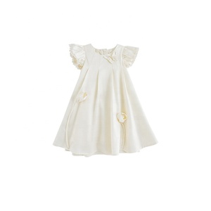 YOEHYAUL X4392 Abiti Estivi Personalizzati di Alta Qualità per Bambine, <span class=keywords><strong>Vestito</strong></span> Bianco con Fiori 3D e Farfalle, Elegante Abito in Raso per Bambine - Product Image 4