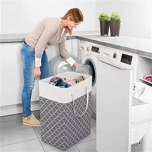 <b>Basket</b> Modern Striped Gray <b>Foldable</b> Sorting <b>Basket</b> Multifunction Wholesale Dirty Clothes Storage <b>Basket</b> - Product Image 4