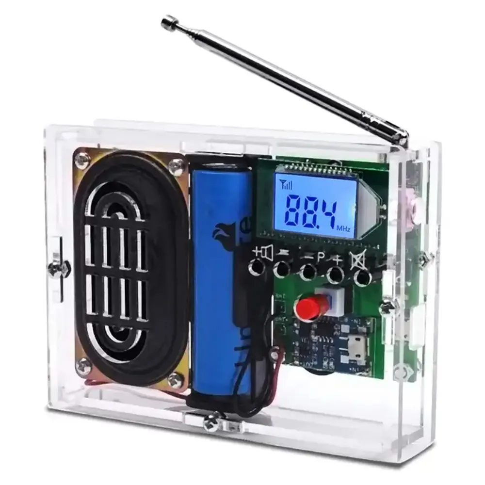 DIY elektronik kiti FM radyo alıcı modülü 76-108MHz DIY radyo hoparlör kiti frekans modifikasyonu LCD ekran lehim uygulama