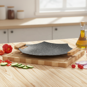 Padella Grill Esagonale in Acciaio al Carbonio da 1,5 mm Antiaderente <span class=keywords><strong>per</strong></span> Esterni e Casa, Adatta a <span class=keywords><strong>Forno</strong></span>, Gas e Induzione, <span class=keywords><strong>con</strong></span> Manico in Legno - Product Image 6