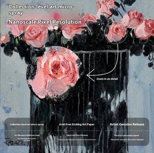 Bigimage artista chino edición limitada Rosa planta paisaje pintura colgante sala de estar <span class=keywords><strong>restaurante</strong></span> dormitorio decoración única para el hogar - Product Image 6