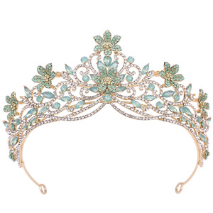 Nouvelle collection : Grande <span class=keywords><strong>couronne</strong></span> de cheveux en alliage, style européen et américain, ornée de fleurs et de diamants, pour mariée, <span class=keywords><strong>mariage</strong></span>, bal de promo, anniversaire, concours de beauté - Product Image 3