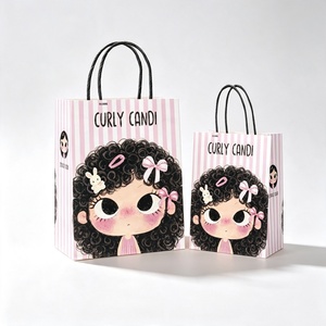 Elegante Borsa Tote 21*11*27cm con Logo Personalizzato Stampato su Sacchetti di Carta Kraft con Manico - Product Image 1