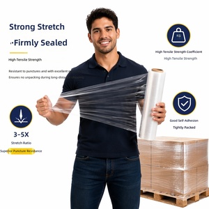 Meilleur 80 Gauge 40kg Transparent LLDPE Stretch Wrap Film Jumbo Rolls Usine Clair Palette Emballage Wrap Étanche À L'humidité Caractéristique - Product Image 4