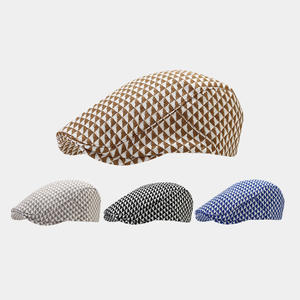 Casquette plate rétro à carreaux noirs et blancs de style britannique pour hommes et femmes, tendance, vente en gros - Product Image 6