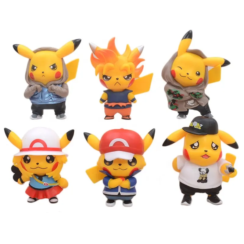 6 Stijl Cartoon Schattige Trendy En Camouflage Kleding Pikachu Pokemon Speelgoed Actie Figuren Anime Groothandel Pokemon Speelgoed