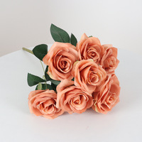 9-Köpfiger Künstlicher Rosenstrauß für Hochzeit, Heim, Hotel, Innendekoration, Langlebige Blumen, Kunstblumen Großhandel
