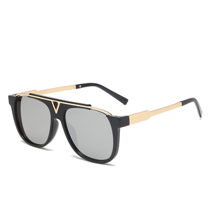 Gafas de sol SPUKA 2157 <span class=keywords><strong>estilo</strong></span> <span class=keywords><strong>aviador</strong></span> con acento metálico en forma de V, <span class=keywords><strong>lentes</strong></span> degradados, protección UV400, logotipo personalizado, lunettes, gafas - Product Image 4