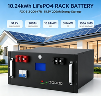 Sistema de Almacenamiento de Energía Solar Comercial Fuera de la Red, Batería de Litio de 19 Pulgadas para Montaje en Rack, 51.2V 200Ah 10.24kWh LiFePO4, Protección IP21