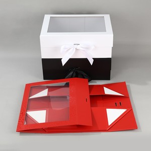 Custom Logo Luxury Magnetic Foldable <b>Gift</b> <b>Box</b> with Transparent Window and Ribbon for <b>Valentines</b> Day Cosmetic Souvenir Packaging - Product Image 3
