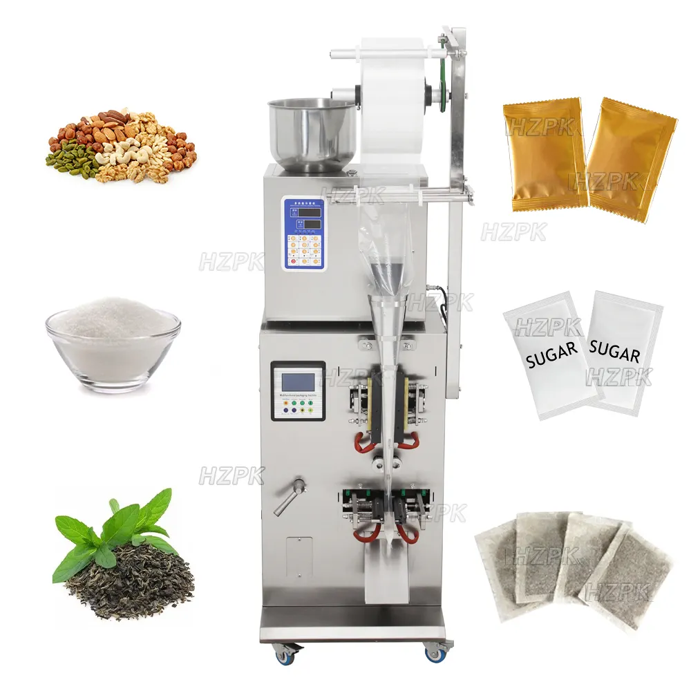 HZPK Automatic Small Scale 3 Side Food Multi Function Coffee Bean Tea Bag Particle Packaging Machine For Small Business