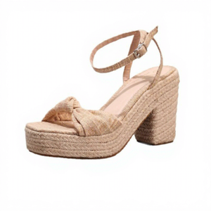 Support OEM/ODM – Nouvelles sandales espadrilles vintage à plateforme et bout ouvert pour femme, avec nœud et bride de cheville, idéales pour l'été et la plage - Product Image 1