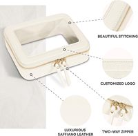 Trousse de Maquillage Transparente avec Fermeture Éclair Dorée, Organisateur Cosmétique Tendance, Étui de Voyage Étanche en PU pour Articles de Toilette et Soins de la Peau