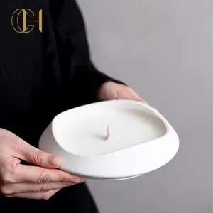 Jarra de Cerâmica vazia plana exclusiva para velas C&H 30 onças Nordic 3 Wick jarra de cerâmica extra grande