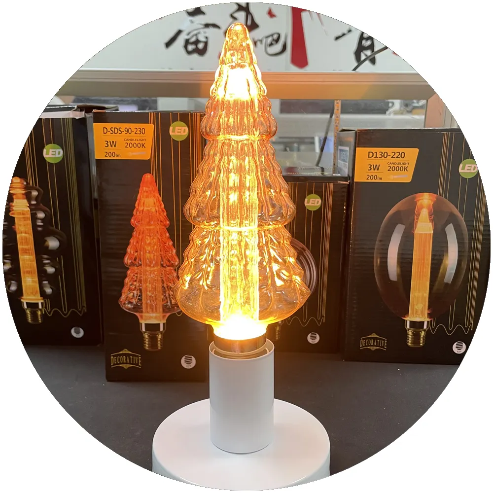 Natale albero di natale forma vetro 3w 200lm colore oro bianco caldo 2000k lampada vintage filamento fonte globale e27 lampadina a led