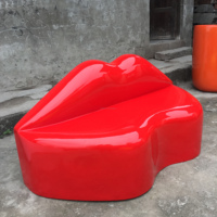 Fauteuil Lounge Lèvres Rouges Moderne en Fibre de Verre, Siège Artistique, Mobilier d'Extérieur, Chaise d'Attente