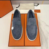 Mocassins de luxe pour hommes en daim bleu marine, à enfiler, légers, plats, de conduite, décontractés, style Penny, pour le quotidien et les affaires