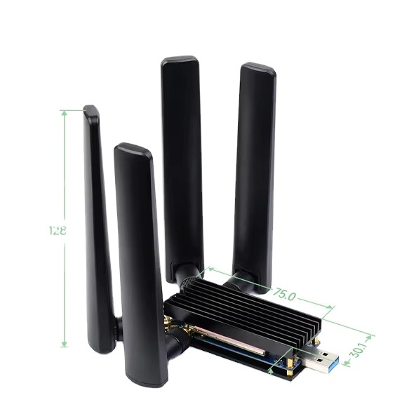 Waveshare 5G DONGLE Module, Quad Antennas, USB3.1 Port, Aluminum Alloy Heatsink, M.2 Key B Interface, Options for 5G Module