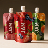 Emballage personnalisé pour assaisonnements, purée de fruits, beurre de cacahuète, sachet souple, sauce chili soja, doypack, sachet à bec verseur, sachet de confiture