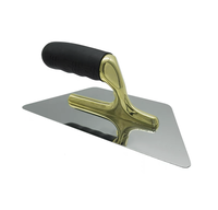 Truelle de finition en acier inoxydable à coins arrondis, poli miroir, avec manche en caoutchouc, outil pour le plâtre et le stuc