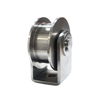 Rouleau de porte coulissante en acier inoxydable 304 à double roulement, en forme de U, V, H, robuste, silencieux, avec support de courroie, pièces de quincaillerie épaissies