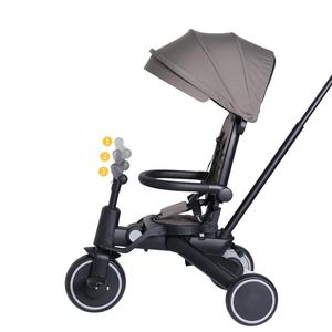 Triciclo para niños con freno enlazado de alta calidad de fábrica, triciclo para bebés de fácil plegado con respaldo tumbado y asiento giratorio para montar en coche - Product Image 5