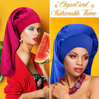 Bonnet de nuit en satin de soie extra large avec logo personnalisé, bande élastique, bonnet de nuit en soie pour femmes, cheveux longs bouclés, tresses