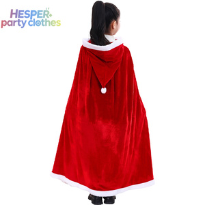 Capa con Capucha de Terciopelo Rojo Navideño HESPER, Capa para Niños, Disfraz de Santa Claus, Ropa Infantil para Niñas - Product Image 3