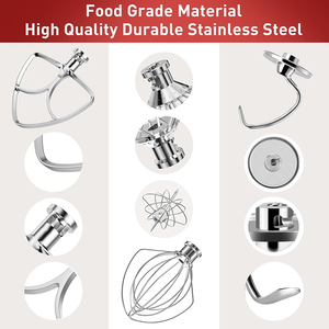 Accessoires pour batteur sur socle 3 pièces, compatibles lave-vaisselle, robustes : fouet à 6 fils, crochet pétrisseur, batteur plat pour batteurs <span class=keywords><strong>KitchenAid</strong></span> 4,5-5 QT - Product Image 4
