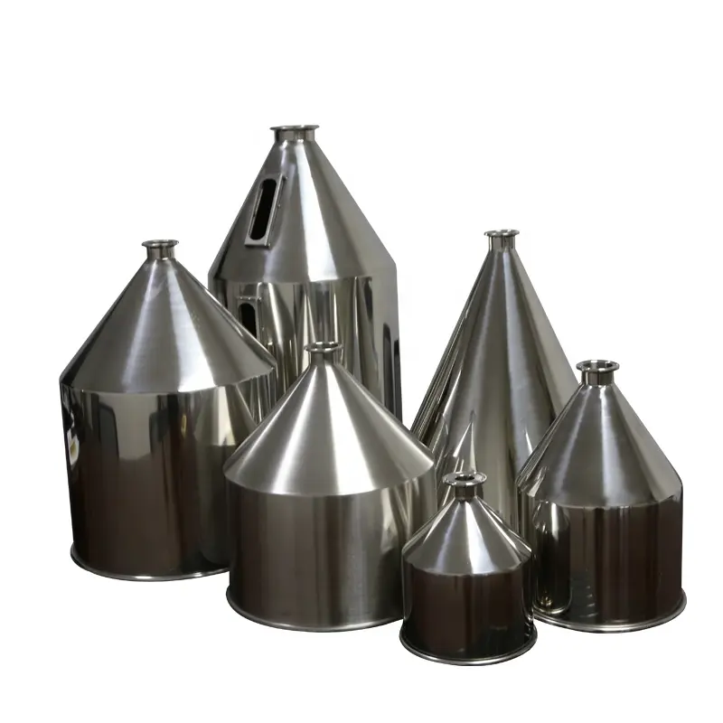 custom food grade 304 316 inox powder and liquid stainless steel conical hopper for filling packaging machine