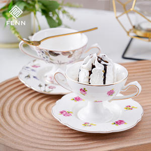 FENN Vente en gros de tasses à glace en céramique personnalisées, tasses à dessert en porcelaine et soucoupes, ensemble de tasses à glace, yaourt, pudding pour cadeau - Product Image 2