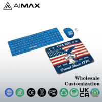 Teclado y Ratón Inalámbricos para Juegos de 2.4G + Set de Alfombrilla para Ratón, LED, Impermeable, USB, para Celebración del 250 Aniversario de EE. UU., Diseño de Bandera Estrellada