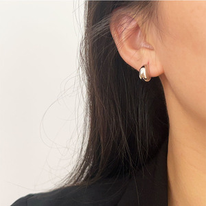 S925 Sterling <b>Silver</b> C Shaped <b>Stud</b> Earrings Geometric Minimalist Design Everyday Wear - Product Image 2