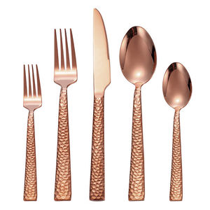 Thiết kế hiện đại Rose Gold búa thép không gỉ 304 biểu tượng tùy chỉnh thiết lập dao kéo Flatware Fork Spoon cho đám cưới và các sự kiện - Product Image 1