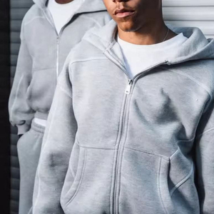 Ensemble Sweat à capuche et pantalon de survêtement 100% <span class=keywords><strong>coton</strong></span> éponge française personnalisés OEM Survêtement à fermeture éclair Survêtement pour hommes - Product Image 3