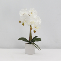 Flor artificial de lujo para decoración del hogar, mariposa para orquídeas de interior, maceta, 34cm