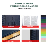 Bible en cuir PU personnalisée de haute qualité avec gaufrage, impression en gros, fournitures d'église personnalisées, service OEM, fabricant