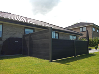 Nouveau Style 1.8m x 1.8m fini UV Wpc Post 6ftx6ft résistant aux intempéries Installation facile Rail clôture matériel pour cour et jardin