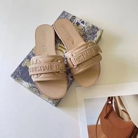 The Most Popular Casual Letter Embroidery Velcro with a Single Word for Wearing Flat Slippers, Fashionable and Versatile