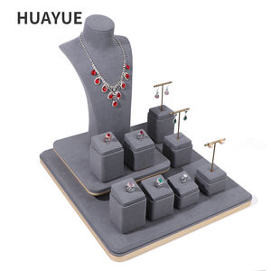 Expositor de Joyería Huayue Personalizado, de Microfibra Gris de Lujo, para Pendientes, Anillos, Collares, Pulseras, con Forma de Busto - Product Image 4