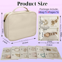 Organisateur de bijoux de voyage portable avec logo personnalisé, étui pour boucles d'oreilles et colliers, classeur de rangement avec pochette en velours à fermeture éclair transparente