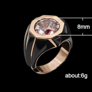 Anello da donna ottagonale smaltato con pietra rosa intarsiata, regalo di gioielli alla moda per feste e uso quotidiano - Product Image 3
