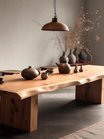 Table en bois massif de grande taille, style Wabi-Sabi, bureau de réunion antique, table à thé, salle à manger, hôtel, long bureau de négociation, assemblé