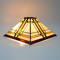 Abat-jour rectangulaire Tiffany vitrail 12/14 pouces de large accessoires remplacement ambre brun mission style abat-jour