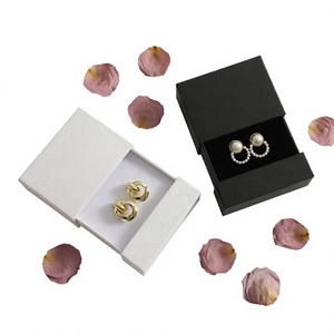 Boîte à bijoux carrée de luxe à succès, élégante, style tiroir, gaufrée, pour emballage cadeau de bagues et colliers, personnalisable - Product Image 3