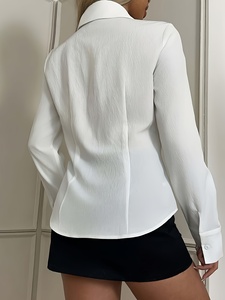 Camisa Blanca Texturizada con Botones para Mujer, Primavera-Verano 2026, <span class=keywords><strong>Manga</strong></span> Larga, Corte Entallado, Venta al Por Mayor - Product Image 3