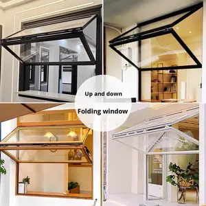 Fenêtre pliante en aluminium au design moderne pour thé au lait RV cuisine café B & B filet d'écran en acier inoxydable verre coulissant - Product Image 2