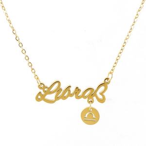 Collar de joyería de moda con colgante de acero inoxidable de astrología con signo del zodiaco estrella nacimiento del zodiaco de 12 Constelaciones letras del zodiaco - Product Image 1